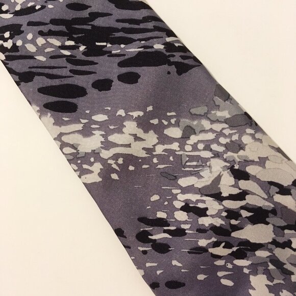 Black Paint Splash Necktie with Multicolor Abstract Pattern Splatter Paint Neck Tie Italian 100% Silk Hand Made Silver Grey Black Abstract